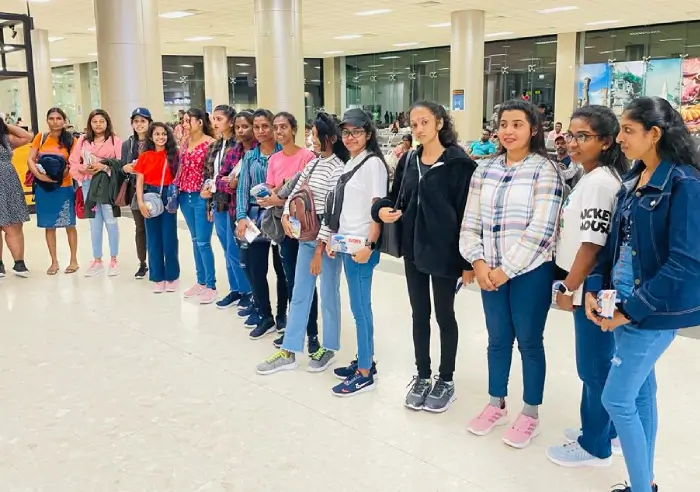 Workers recruited by Ivory Agency ready to travel at the Bandaranaike International Airport